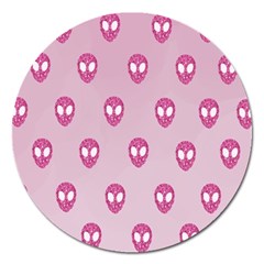 Alien Pattern Pink Magnet 5  (round) by Ket1n9