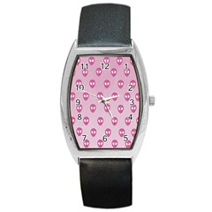 Alien Pattern Pink Barrel Style Metal Watch by Ket1n9