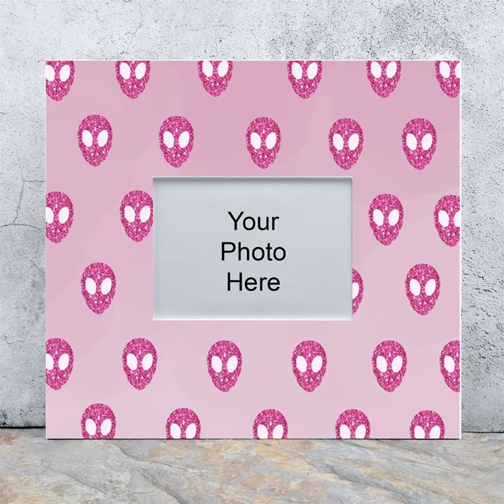 Alien Pattern Pink White Wall Photo Frame 5  x 7 