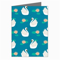 Elegant Swan Pattern With Water Lily Flowers Greeting Cards (pkg Of 8) by Ket1n9