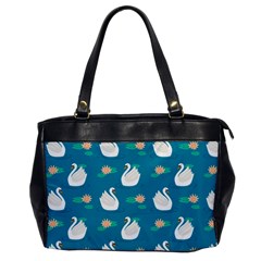 Elegant Swan Pattern With Water Lily Flowers Oversize Office Handbag by Ket1n9