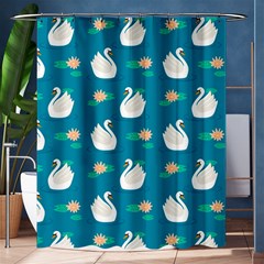 Elegant Swan Pattern With Water Lily Flowers Shower Curtain 60  X 72  (medium)  by Ket1n9