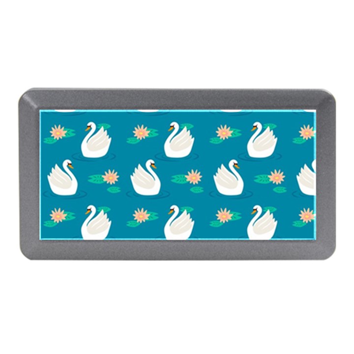 Elegant Swan Pattern With Water Lily Flowers Memory Card Reader (Mini)