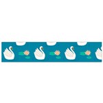 Elegant Swan Pattern With Water Lily Flowers Small Premium Plush Fleece Scarf Front