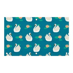 Elegant Swan Pattern With Water Lily Flowers Banner And Sign 5  X 3  by Ket1n9