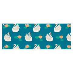 Elegant Swan Pattern With Water Lily Flowers Banner And Sign 8  X 3  by Ket1n9