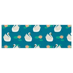 Elegant Swan Pattern With Water Lily Flowers Banner And Sign 12  X 4  by Ket1n9