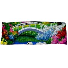 Swan Bird Spring Flowers Trees Lake Pond Landscape Original Aceo Painting Art Body Pillow Case Dakimakura (two Sides) by Ket1n9