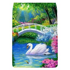 Swan Bird Spring Flowers Trees Lake Pond Landscape Original Aceo Painting Art Removable Flap Cover (s) by Ket1n9