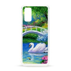 Swan Bird Spring Flowers Trees Lake Pond Landscape Original Aceo Painting Art Samsung Galaxy S20 6 2 Inch Tpu Uv Case by Ket1n9