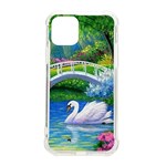 Swan Bird Spring Flowers Trees Lake Pond Landscape Original Aceo Painting Art iPhone 11 Pro 5.8 Inch TPU UV Print Case Front