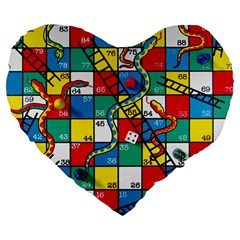 Snakes And Ladders Large 19  Premium Heart Shape Cushions by Ket1n9