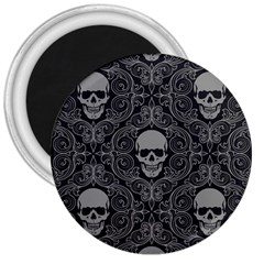 Dark Horror Skulls Pattern 3  Magnets by Ket1n9