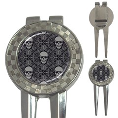 Dark Horror Skulls Pattern 3-in-1 Golf Divots by Ket1n9