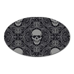 Dark Horror Skulls Pattern Oval Magnet by Ket1n9