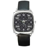 Dark Horror Skulls Pattern Square Metal Watch Front