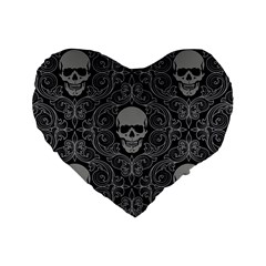 Dark Horror Skulls Pattern Standard 16  Premium Flano Heart Shape Cushions by Ket1n9