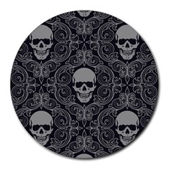 Dark Horror Skulls Pattern Round Mousepad by Ket1n9