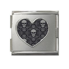 Dark Horror Skulls Pattern Mega Link Heart Italian Charm (18mm) by Ket1n9