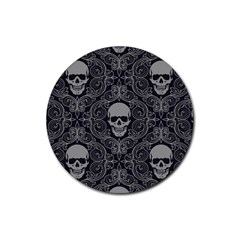 Dark Horror Skulls Pattern Rubber Coaster (round) by Ket1n9