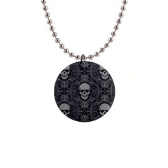 Dark Horror Skulls Pattern 1  Button Necklace by Ket1n9