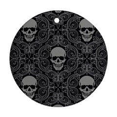 Dark Horror Skulls Pattern Round Ornament (two Sides)