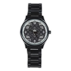 Dark Horror Skulls Pattern Stainless Steel Round Watch by Ket1n9