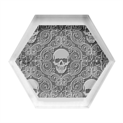 Dark Horror Skulls Pattern Hexagon Wood Jewelry Box by Ket1n9