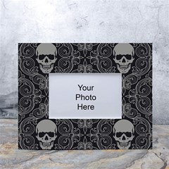 Dark Horror Skulls Pattern White Tabletop Photo Frame 4 x6  by Ket1n9