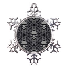 Dark Horror Skulls Pattern Metal Large Snowflake Ornament by Ket1n9