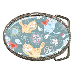 Cute Cat Background Pattern Belt Buckles by Ket1n9