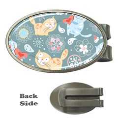 Cute Cat Background Pattern Money Clips (oval)  by Ket1n9