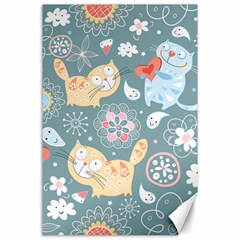 Cute Cat Background Pattern Canvas 24  X 36  by Ket1n9