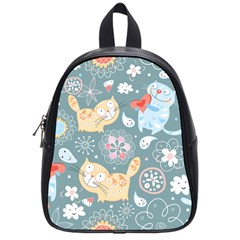 Cute Cat Background Pattern School Bag (small) by Ket1n9