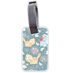 Cute Cat Background Pattern Luggage Tag (two Sides) by Ket1n9