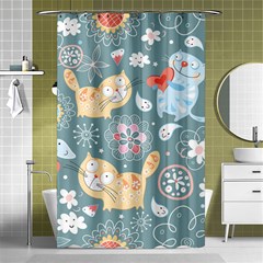 Cute Cat Background Pattern Shower Curtain 48  X 72  (small)  by Ket1n9