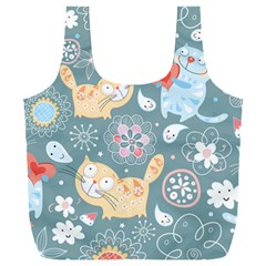 Cute Cat Background Pattern Full Print Recycle Bag (xxxl) by Ket1n9