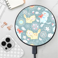 Cute Cat Background Pattern Wireless Fast Charger(black) by Ket1n9