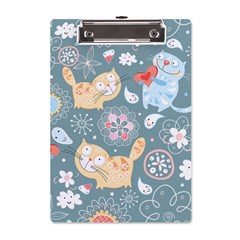 Cute Cat Background Pattern A5 Acrylic Clipboard by Ket1n9