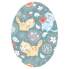 Cute Cat Background Pattern Uv Print Acrylic Ornament Oval by Ket1n9