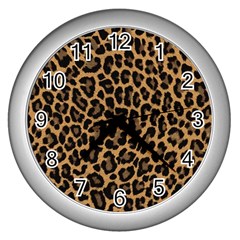 Tiger Skin Art Pattern Wall Clock (silver) by Ket1n9