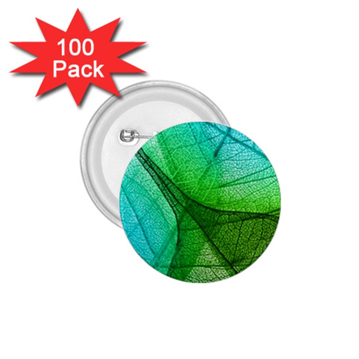 Sunlight Filtering Through Transparent Leaves Green Blue 1.75  Buttons (100 pack) 