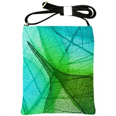 Sunlight Filtering Through Transparent Leaves Green Blue Shoulder Sling Bag by Ket1n9