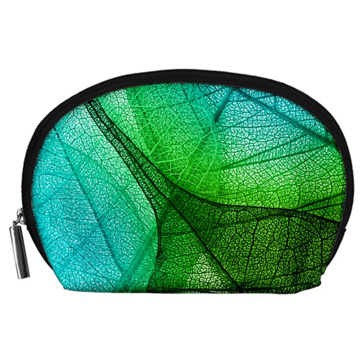 Sunlight Filtering Through Transparent Leaves Green Blue Accessory Pouch (Large)