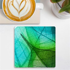 Sunlight Filtering Through Transparent Leaves Green Blue Uv Print Square Tile Coaster  by Ket1n9