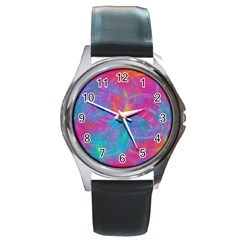 Abstract Fantastic Ractal Gradient Round Metal Watch by Ket1n9