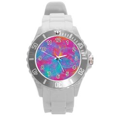 Abstract Fantastic Ractal Gradient Round Plastic Sport Watch (l) by Ket1n9