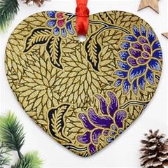 Traditional Art Batik Pattern Heart Ornament (two Sides) by Ket1n9