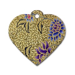 Traditional Art Batik Pattern Dog Tag Heart (one Side) by Ket1n9