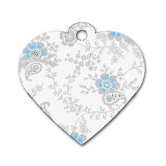 Traditional Art Batik Flower Pattern Dog Tag Heart (one Side) by Ket1n9